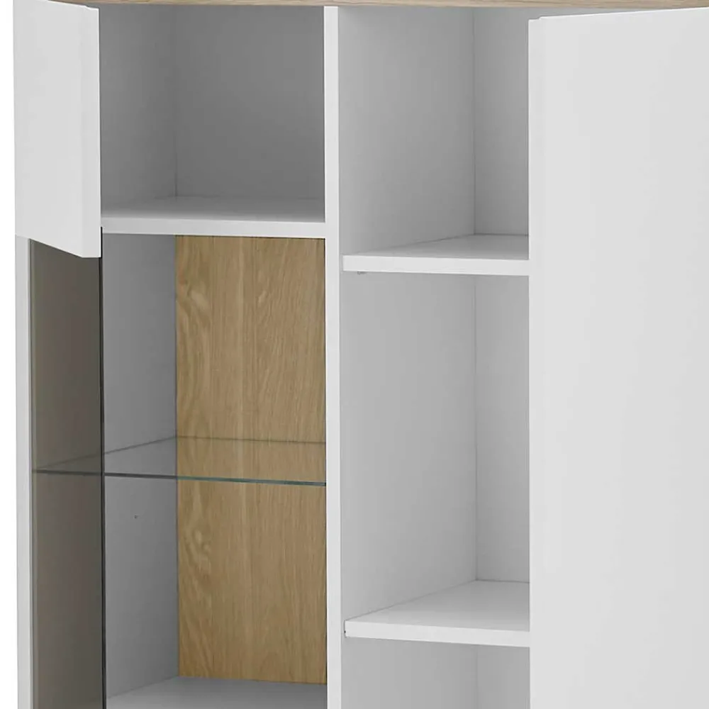 Wohnen Vitrinen|Wohnzimmer-Vitrinen*Highboard mit Glas im Skandi Design - Ginko