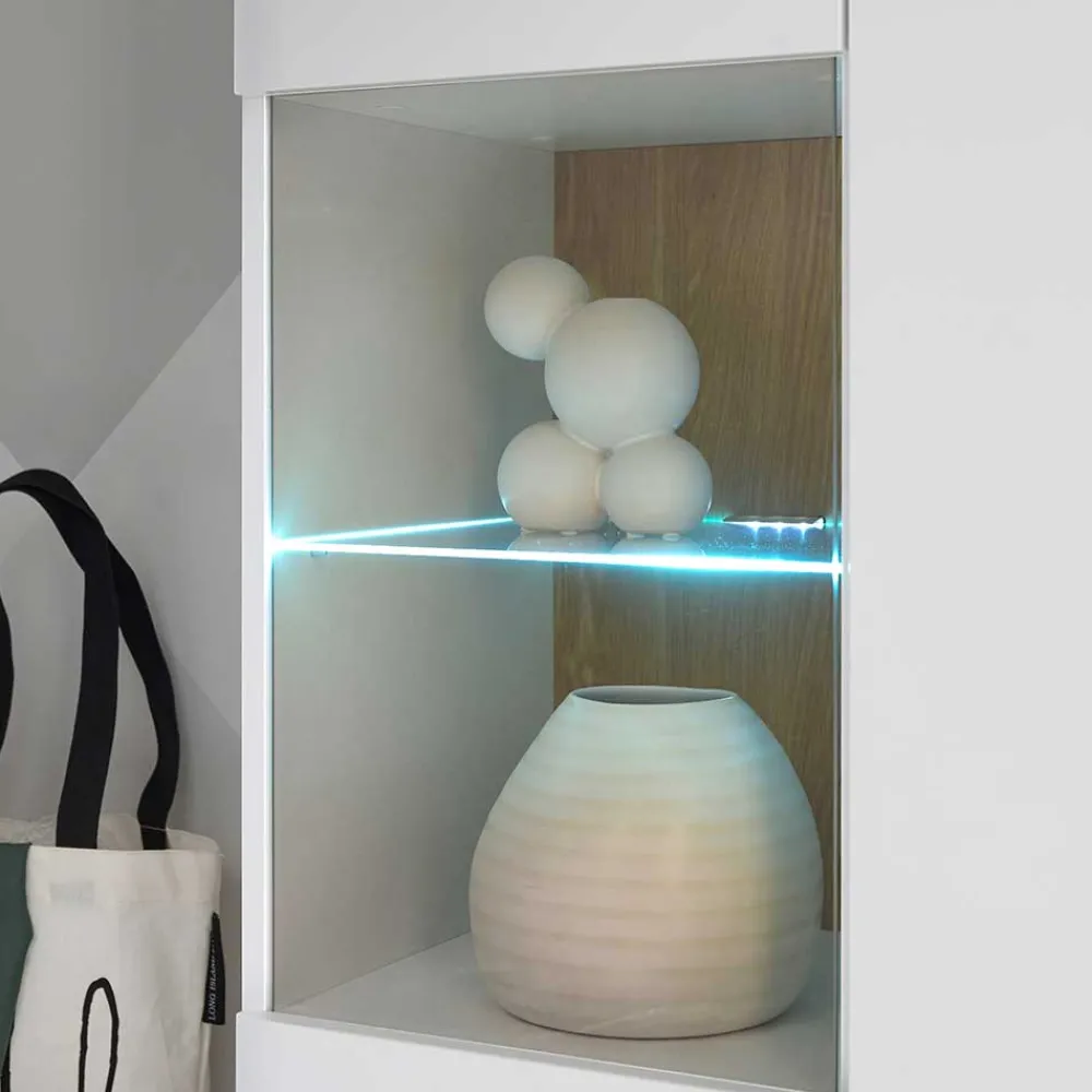 Wohnen Vitrinen|Wohnzimmer-Vitrinen*Highboard mit Glas im Skandi Design - Ginko