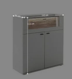 Wohnen Sideboards & Kommoden|Sideboards & Kommoden*Highboard mit Glas Klappe & zwei Türen - Apulco