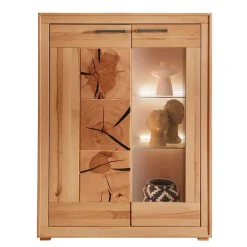 Wohnen Highboard mit Glaseinsatz aus geölter Kernbuche - Sarosca