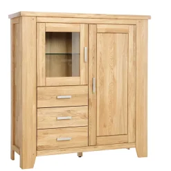 Wohnen Highboard mit Glastür & Tür & drei Schubladen - Miarizia