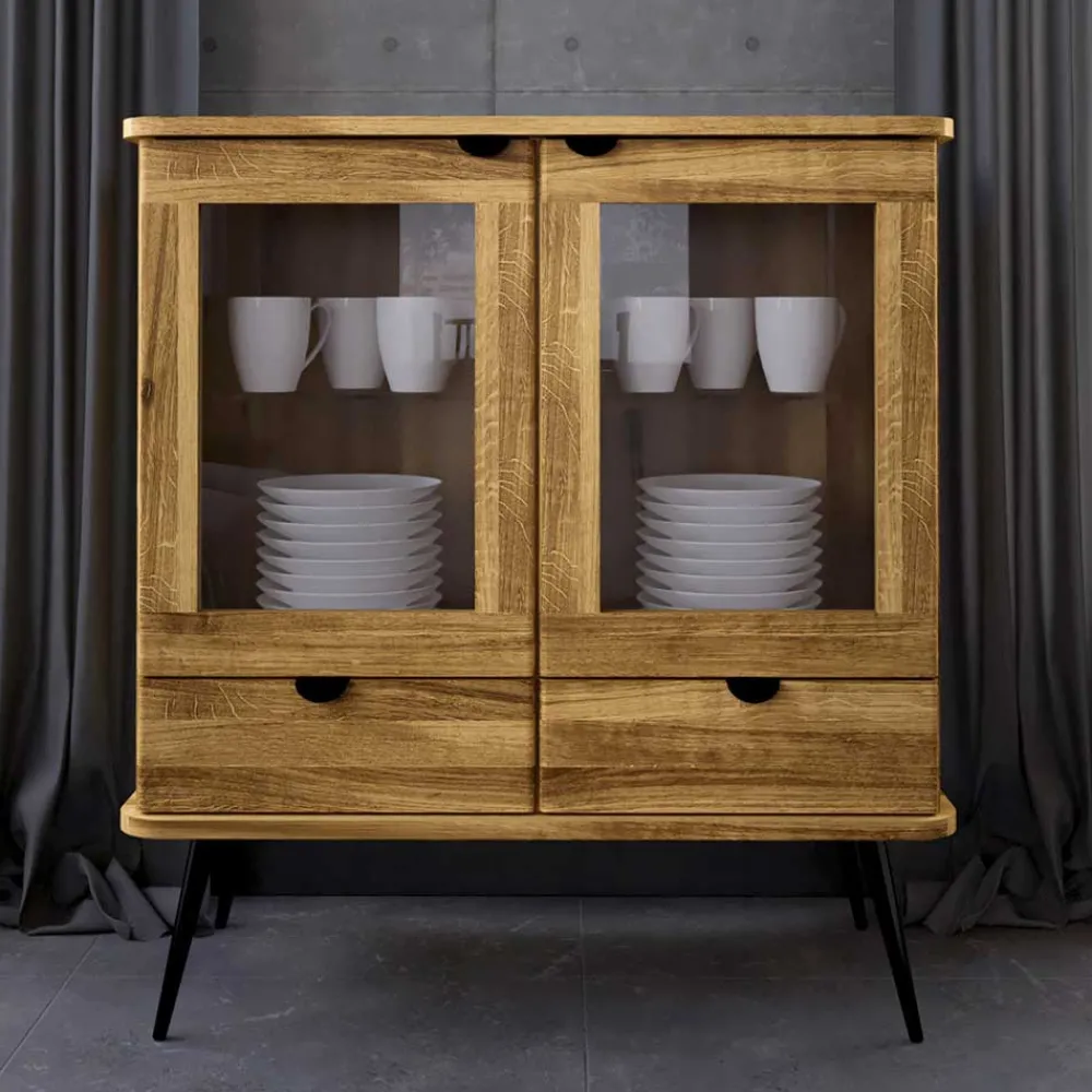 Wohnen Vitrinen|Wohnzimmer-Vitrinen*Highboard mit Glastüren mit zwei Schubladen - Casarius