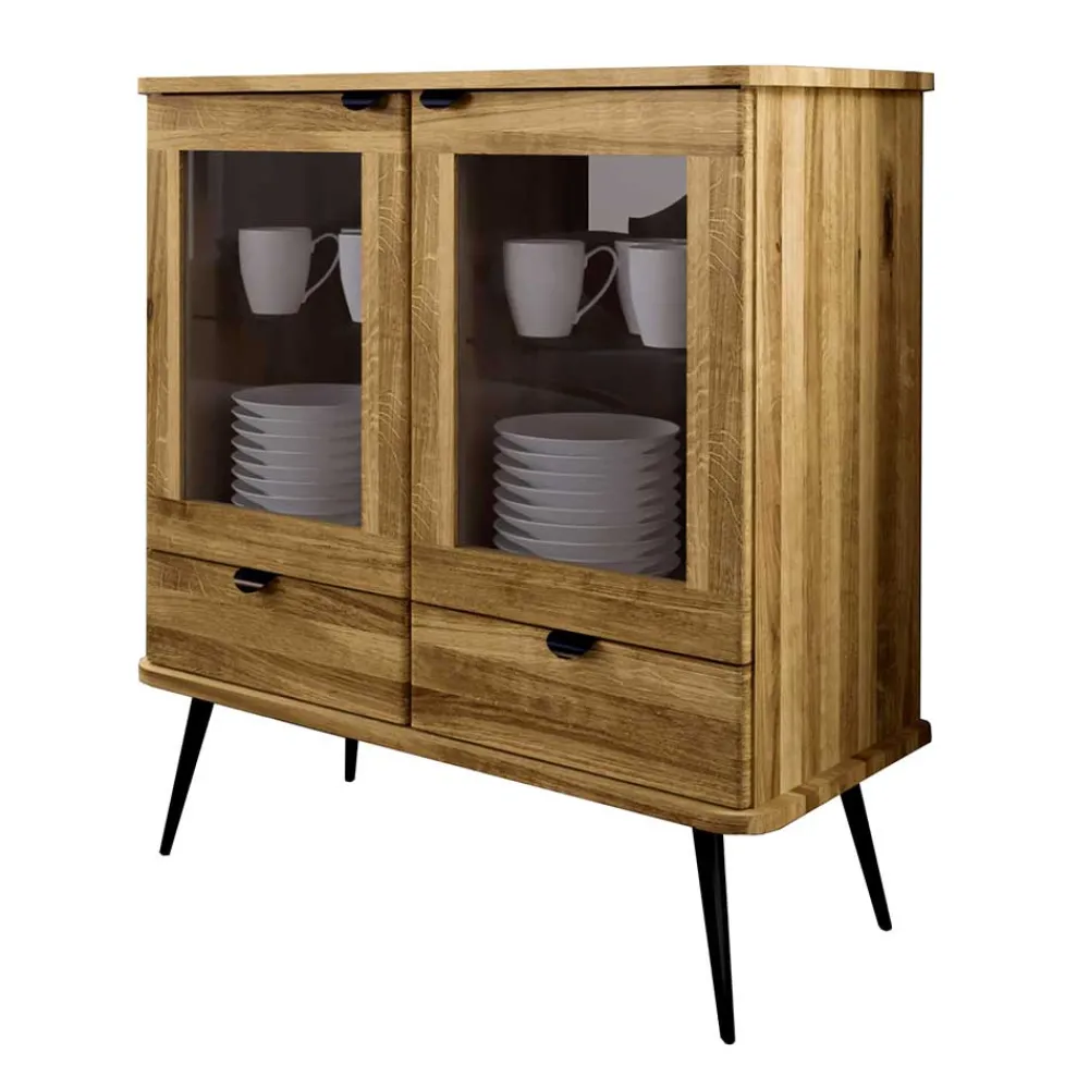 Wohnen Vitrinen|Wohnzimmer-Vitrinen*Highboard mit Glastüren mit zwei Schubladen - Casarius