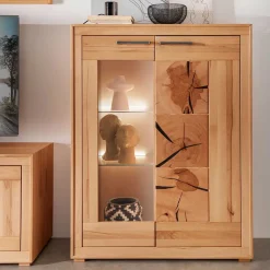 Wohnen Highboard Vitrine aus Kernbuche Massivholz - Sarosca