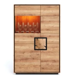 Wohnen Esszimmer-Vitrinen*Highboard Vitrine aus Wildeiche Massivholz - Shipper