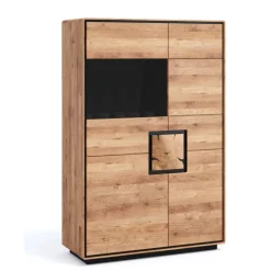 Wohnen Esszimmer-Vitrinen*Highboard Vitrine aus Wildeiche Massivholz - Shipper
