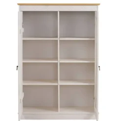 Wohnen Landhausmöbel|Vitrinen*Highboard Vitrine in Weiß und Kiefer Honig - Zentra