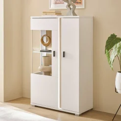 Wohnen Vitrinen|Wohnzimmer-Vitrinen*Highboard Vitrine mit LED Beleuchtung - Racelyn