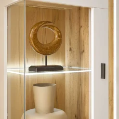 Wohnen Vitrinen|Wohnzimmer-Vitrinen*Highboard Vitrine mit LED Beleuchtung - Racelyn