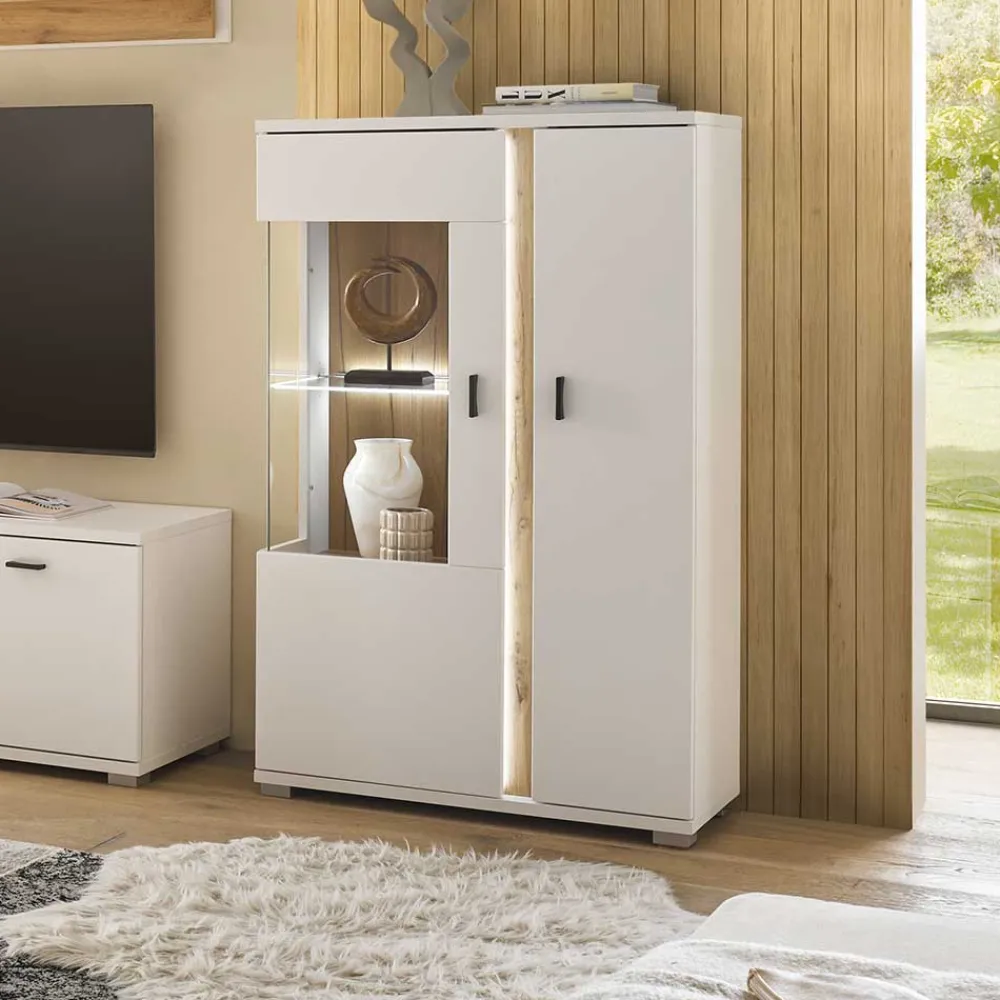 Wohnen Vitrinen|Wohnzimmer-Vitrinen*Highboard Vitrine mit LED Beleuchtung - Racelyn