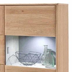Wohnen Highboard Vitrine Vernella aus Eiche hell geölt