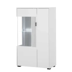 Wohnen Küchenschränke|Vitrinen*Highboard-Vitrine in Weiß - Dualkos