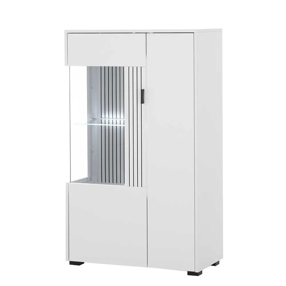 Wohnen Küchenschränke|Vitrinen*Highboard-Vitrine in Weiß - Dualkos