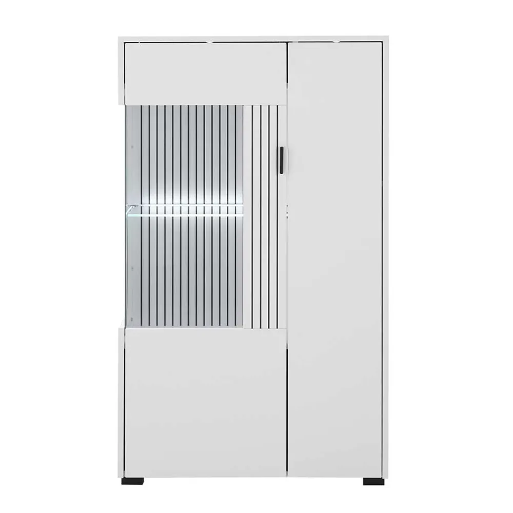 Wohnen Küchenschränke|Vitrinen*Highboard-Vitrine in Weiß - Dualkos