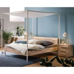 Wohnen Weiße Möbel|Naturholzmöbel*Himmelbett aus Kernesche und Eisen - Capella