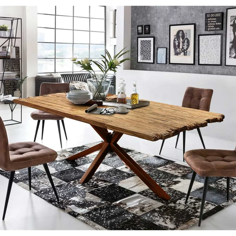 Wohnen Hingucker Esstisch aus rustikalem Recyclingholz - Nadeles