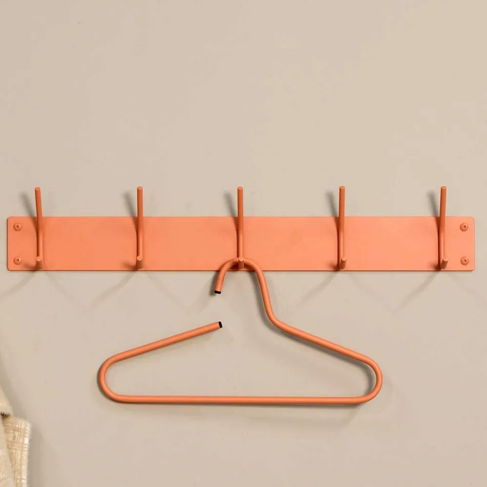 Wohnen Hängegarderobe mit fünf Haken aus Stahl - Lieke