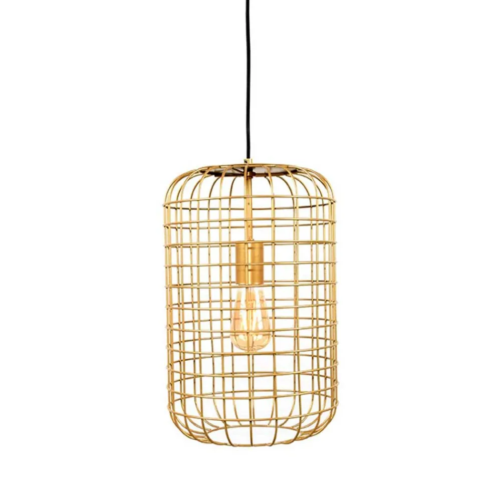Wohnen Hängelampe aus Gitter-Lampenschirm in Gold - Salmasion