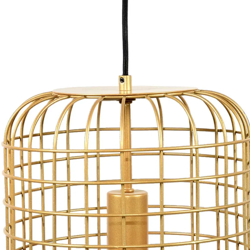 Wohnen Hängelampe aus Gitter-Lampenschirm in Gold - Salmasion