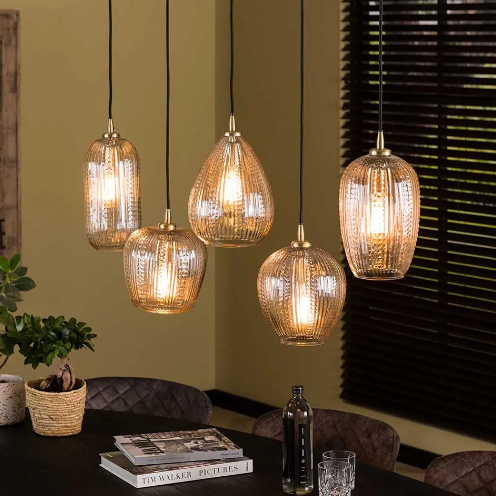 Wohnen Hängelampe mit Glas Schirm Mix - Athenas