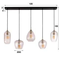 Wohnen Hängelampe mit Glas Schirm Mix - Athenas