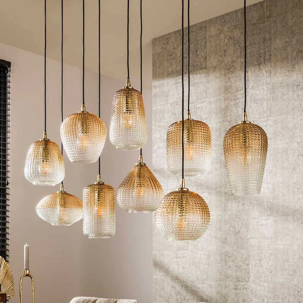 Wohnen Hängeleuchte aus getöntem Glas in Bernstein - Gestina