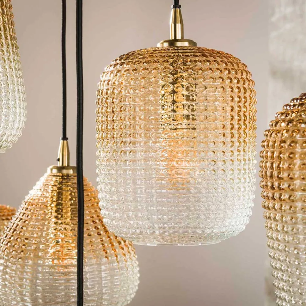 Wohnen Hängeleuchte aus getöntem Glas in Bernstein - Gestina