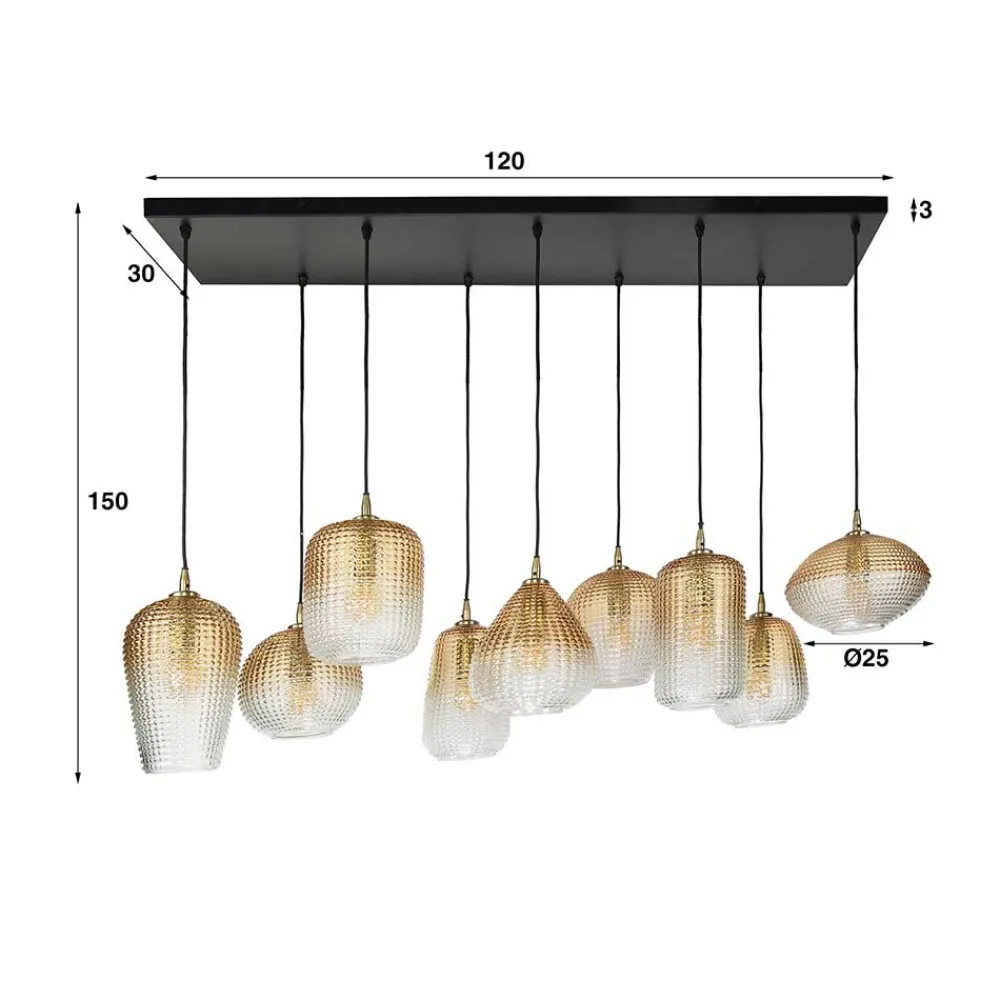 Wohnen Hängeleuchte aus getöntem Glas in Bernstein - Gestina