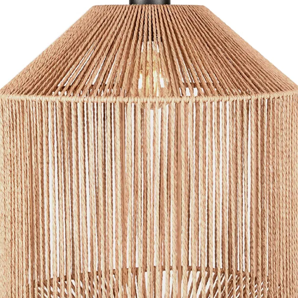 Wohnen Hängeleuchte in Natur mit Schwarz - Keuna