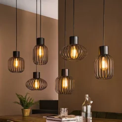 Wohnen Lampen & Leuchten*Hängeleuchte mit sechs Drahtschirmen - Dobe