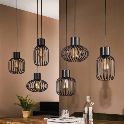 Wohnen Lampen & Leuchten*Hängeleuchte mit sechs Drahtschirmen - Dobe
