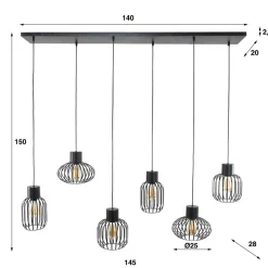 Wohnen Lampen & Leuchten*Hängeleuchte mit sechs Drahtschirmen - Dobe