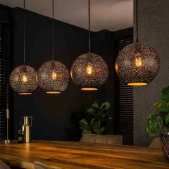 Wohnen Hängeleuchte mit vier Kugelschirmen aus Metall - Feixon