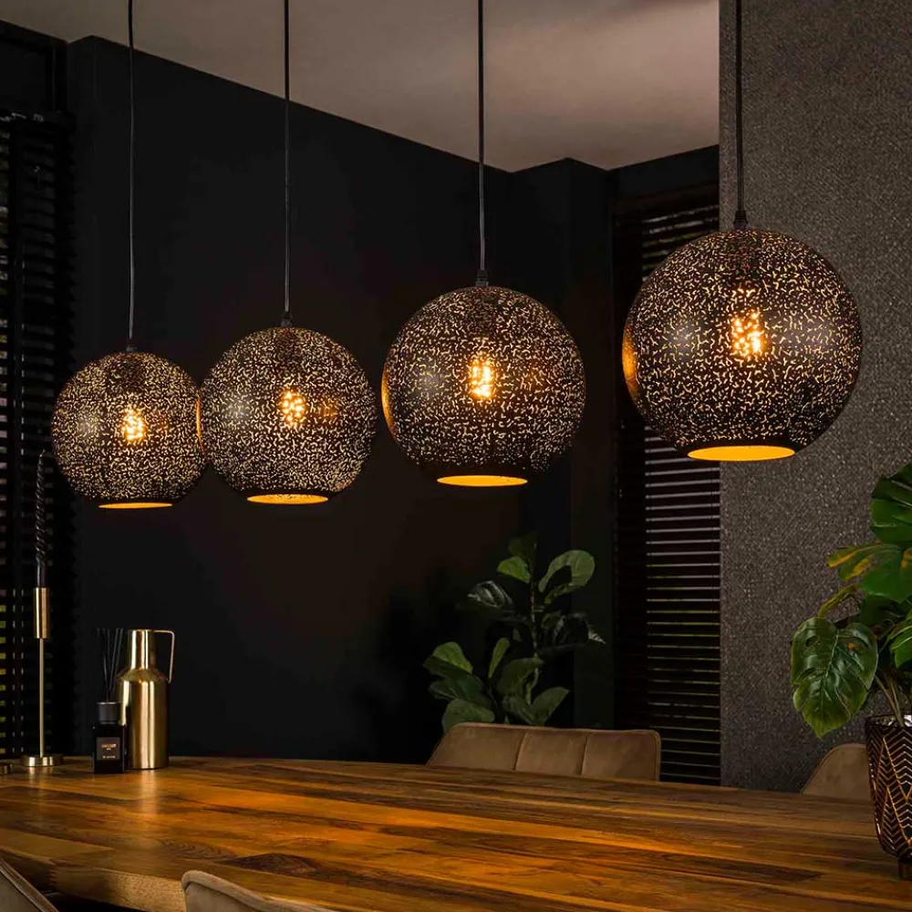 Wohnen Hängeleuchte mit vier Kugelschirmen aus Metall - Feixon