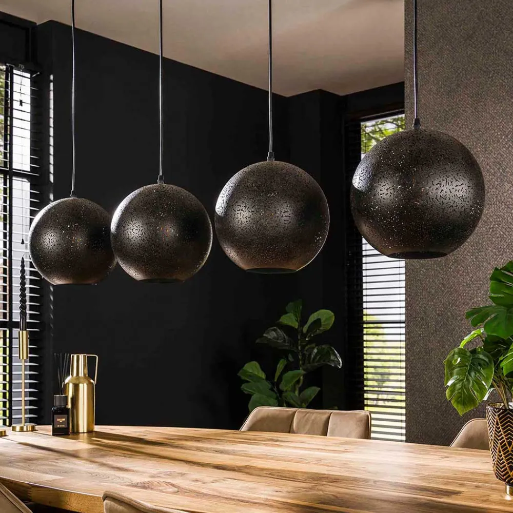 Wohnen Hängeleuchte mit vier Kugelschirmen aus Metall - Feixon