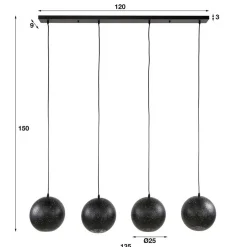Wohnen Hängeleuchte mit vier Kugelschirmen aus Metall - Feixon