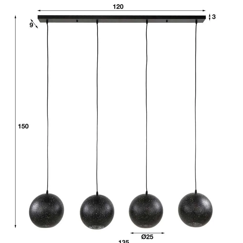 Wohnen Hängeleuchte mit vier Kugelschirmen aus Metall - Feixon