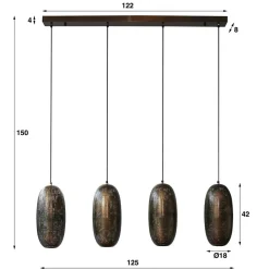 Wohnen Lampen & Leuchten*Hängeleuchte mit vier Metallschirmen - Musashi