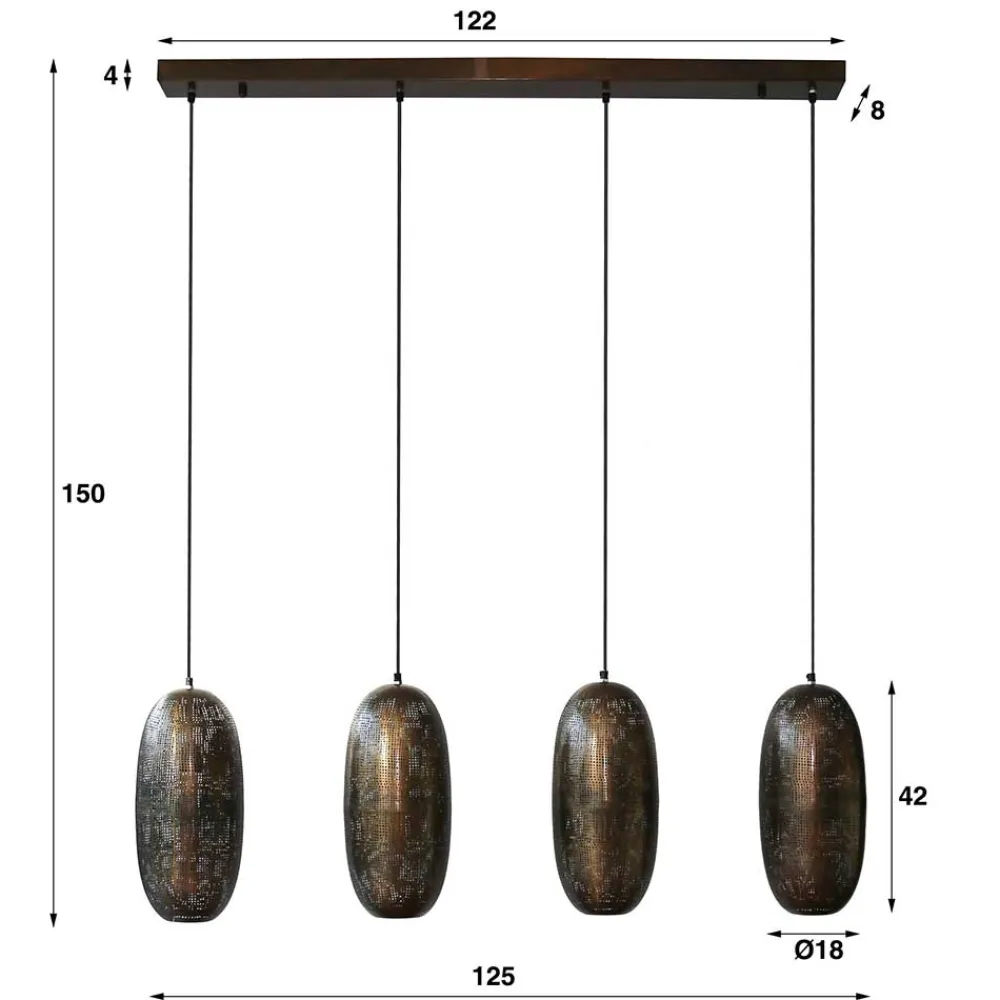 Wohnen Lampen & Leuchten*Hängeleuchte mit vier Metallschirmen - Musashi