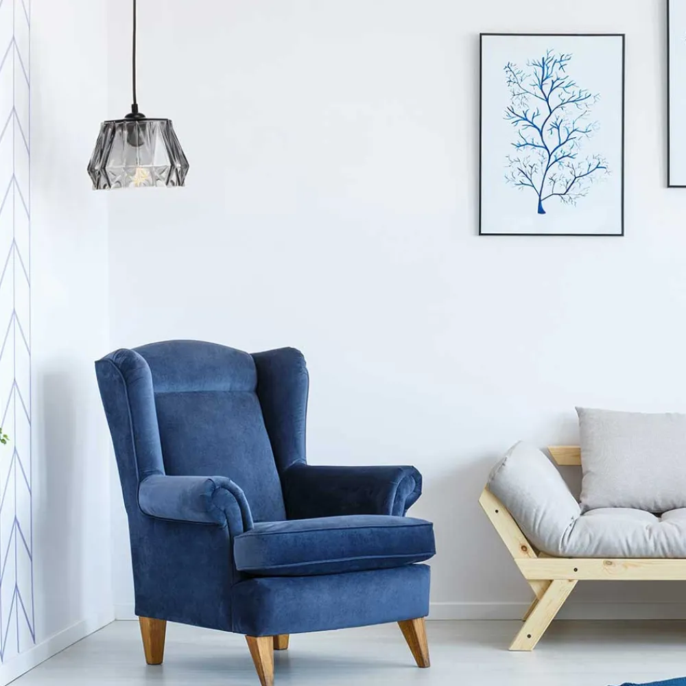 Wohnen Hängende Lampe in Grau Glasschirm - Rodena