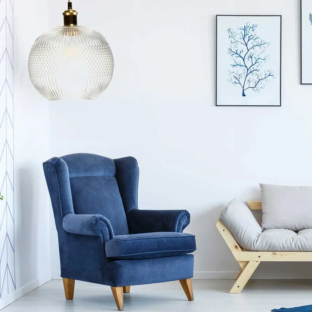 Wohnen Hängende Lampe in Grau Schirm aus Glas - Marciano