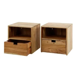 Wohnen Hängende Nachtkommoden aus Akazie - Materra (2er Set)