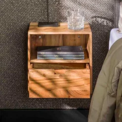 Wohnen Hängende Nachtkommoden aus Akazie - Materra (2er Set)