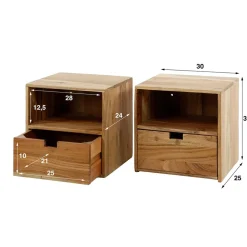Wohnen Hängende Nachtkommoden aus Akazie - Materra (2er Set)