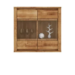 Wohnen Vitrinen|Wohnzimmer-Vitrinen*Hängende Vitrine Nadalia aus Wildeiche Massivholz