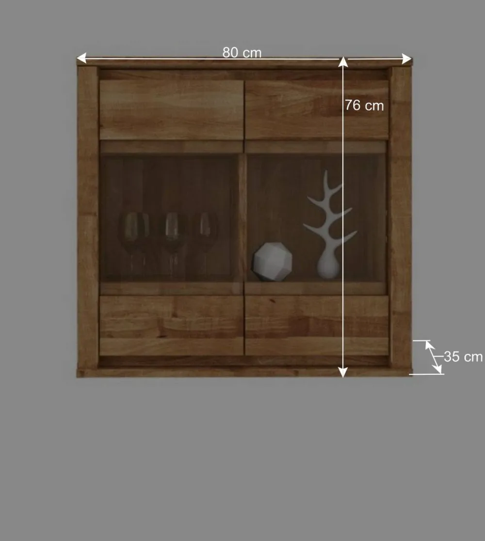 Wohnen Vitrinen|Wohnzimmer-Vitrinen*Hängende Vitrine Nadalia aus Wildeiche Massivholz