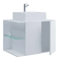 Wohnen Hängende Waschkommode mit Becken in Weiß - Ziovarica