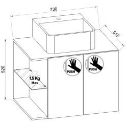 Wohnen Hängende Waschkommode mit Becken in Weiß - Ziovarica
