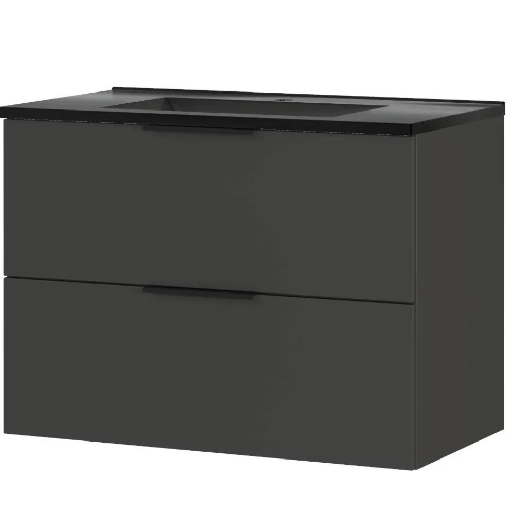 Wohnen Waschtisch|Waschbeckenunterschränke*Hängender Bad-Waschtisch in Dunkelgrau - Fanito