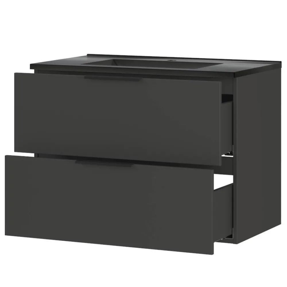 Wohnen Waschtisch|Waschbeckenunterschränke*Hängender Bad-Waschtisch in Dunkelgrau - Fanito